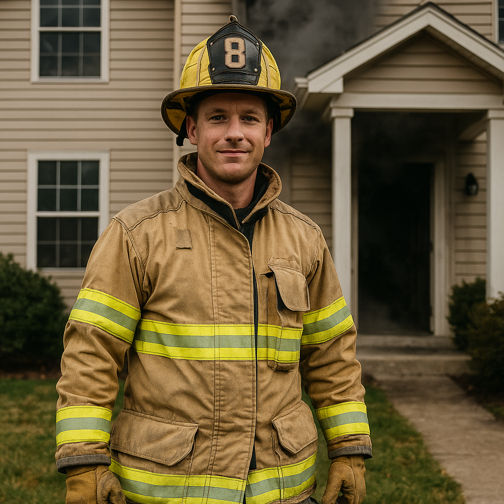 Fireman looking