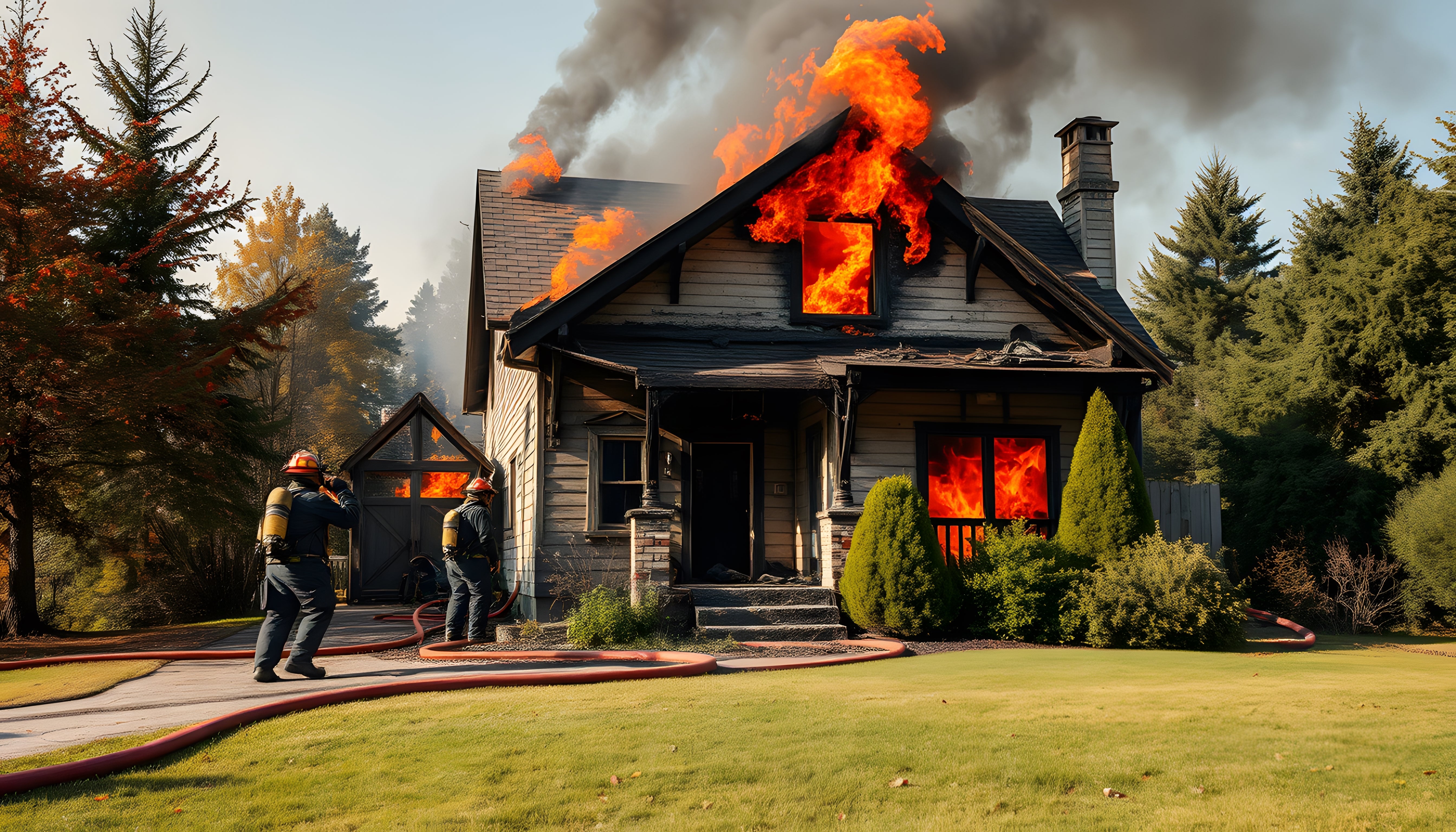 Fighters home fire damage isolated with white highlights